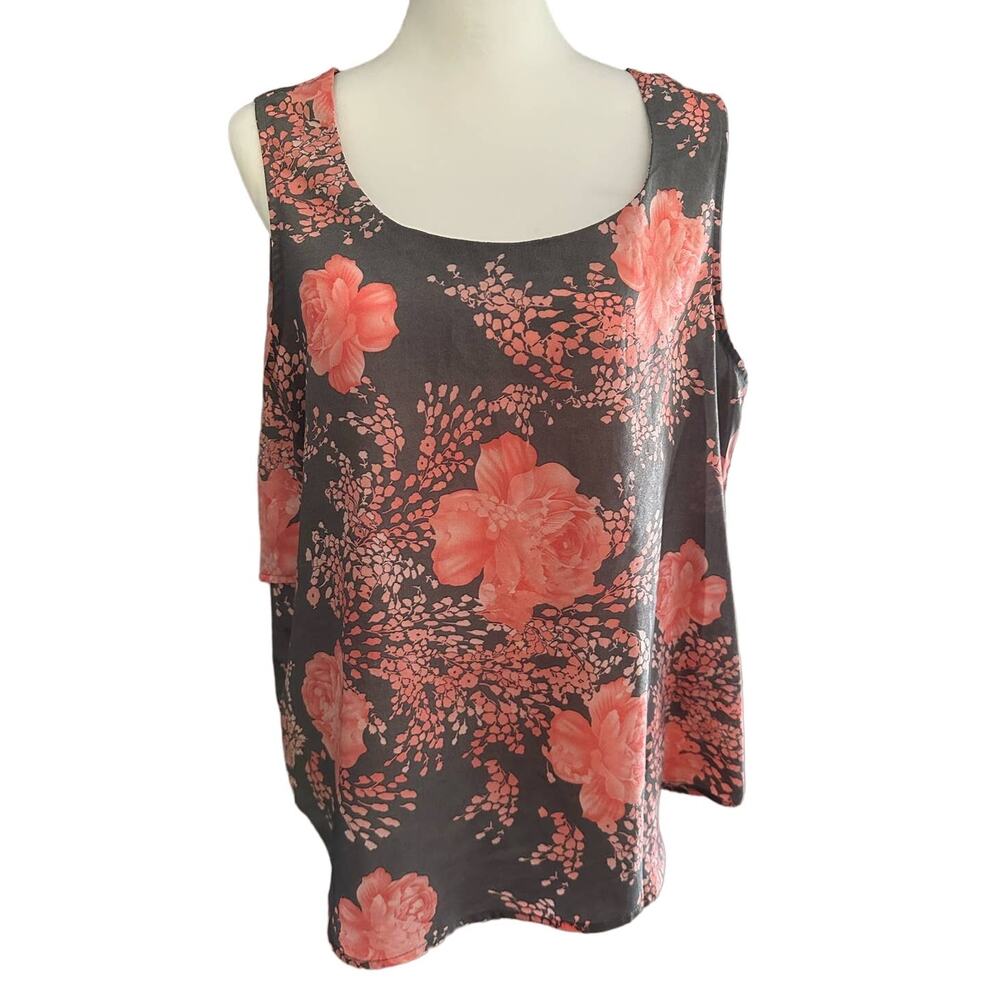 Harve Benard Large Pink and Gray Sleeveless Top